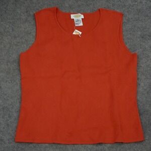 Talbots Top Womens Medium M Red Sleeveless Shirt Stretch Blouse Knit
